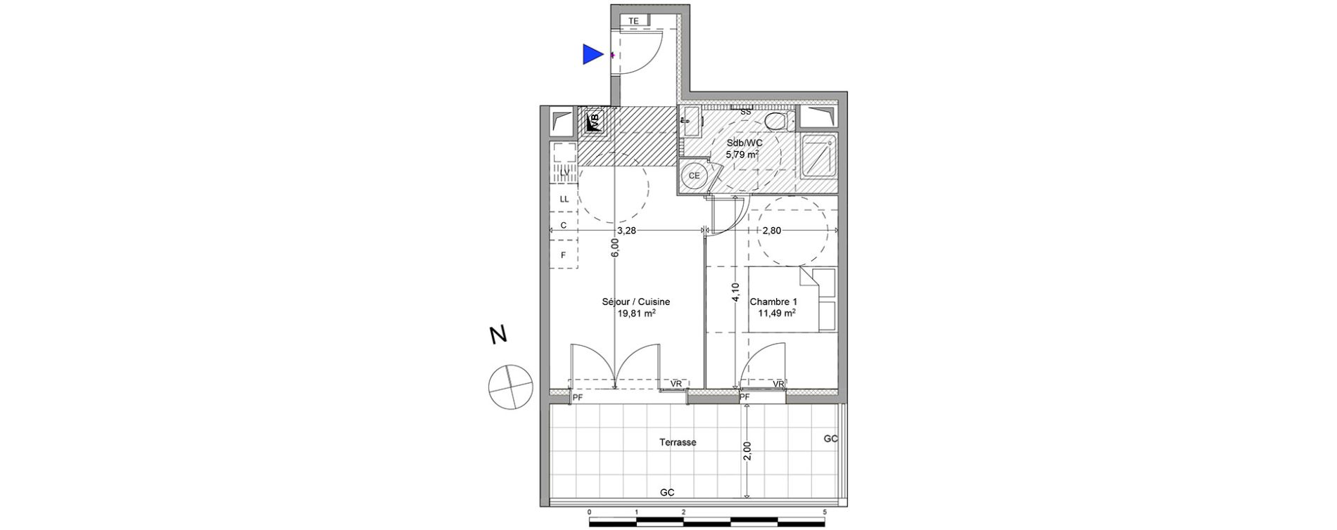Appartement T2 de 37,09 m2 &agrave; Roquevaire Centre