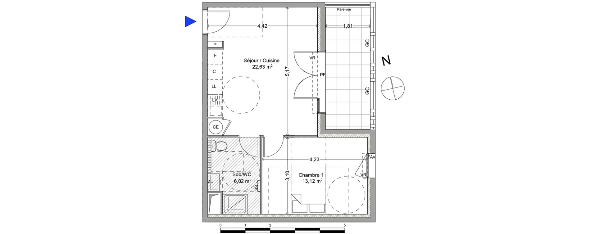 Appartement T2 de 41,77 m2 &agrave; Roquevaire Centre
