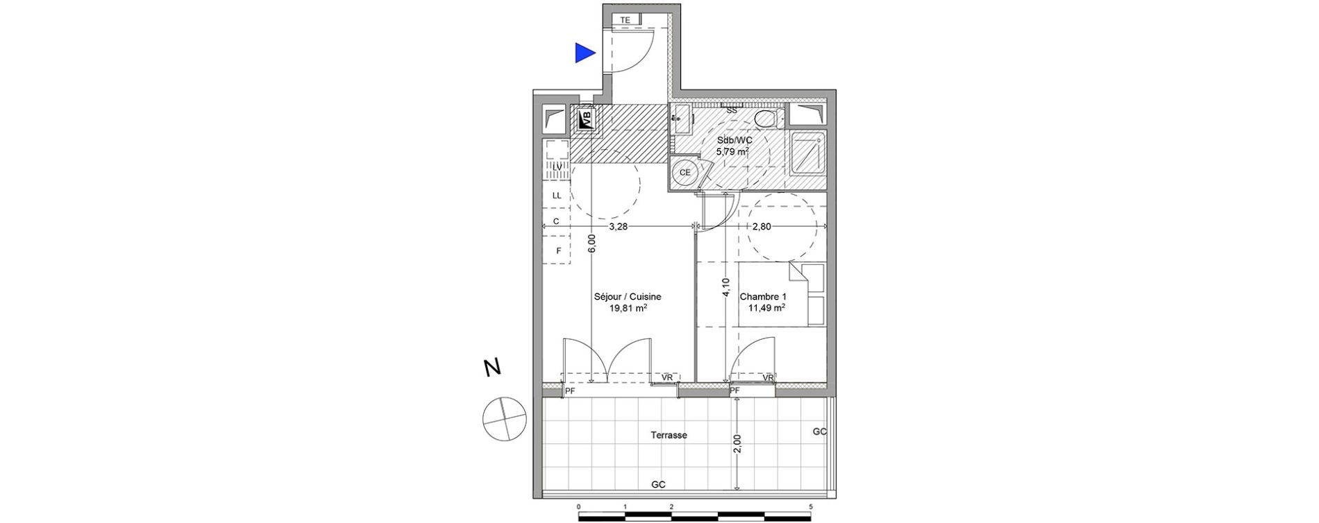 Appartement T2 de 37,09 m2 &agrave; Roquevaire Centre
