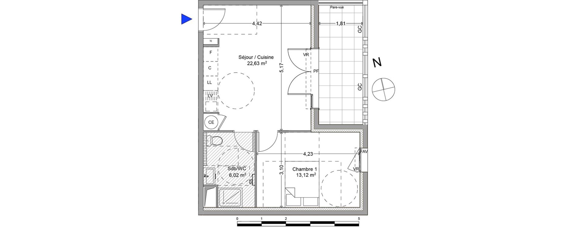Appartement T2 de 41,77 m2 &agrave; Roquevaire Centre