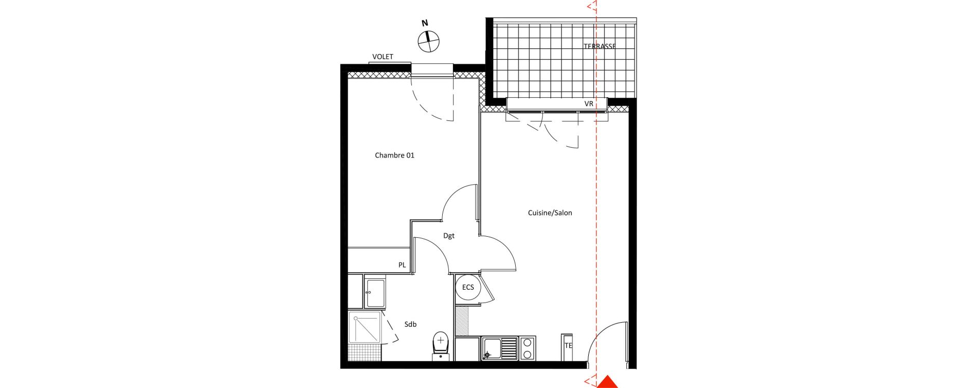 Appartement T2 de 40,10 m2 &agrave; Roquevaire Centre