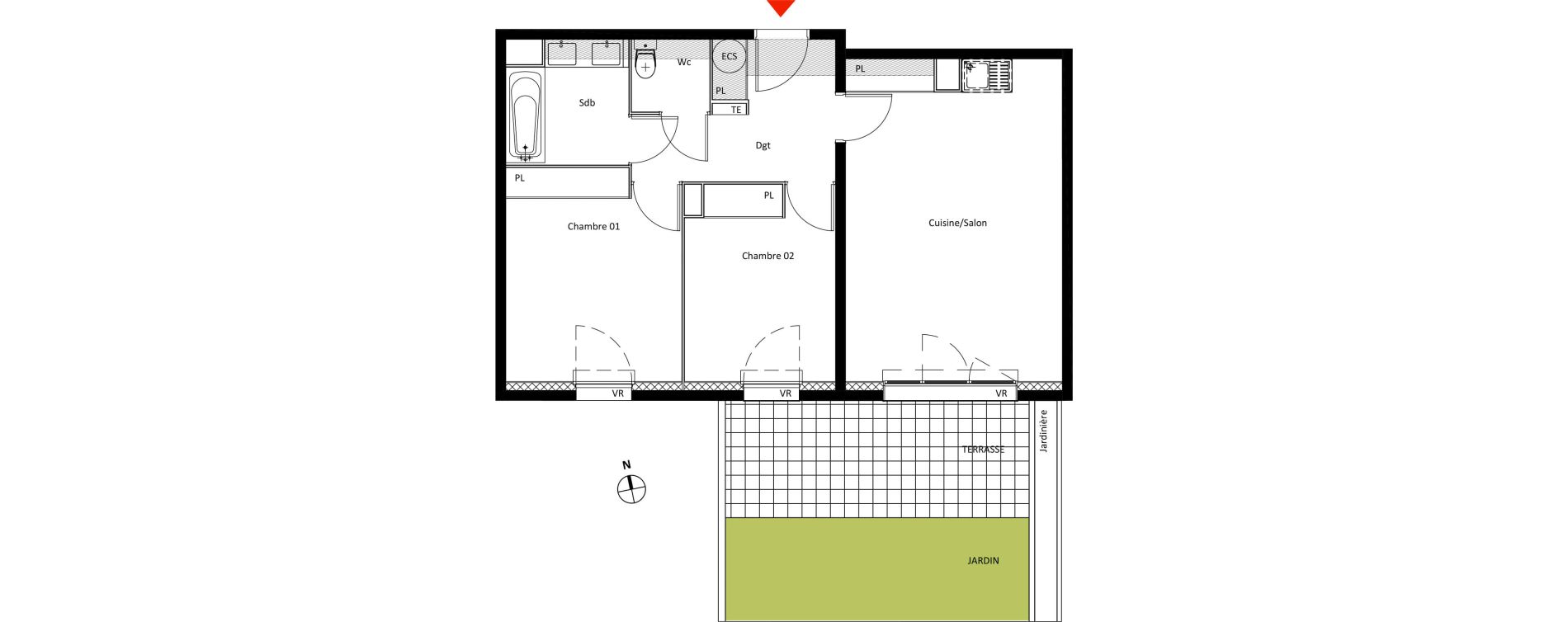 Appartement T3 de 56,78 m2 &agrave; Roquevaire Centre