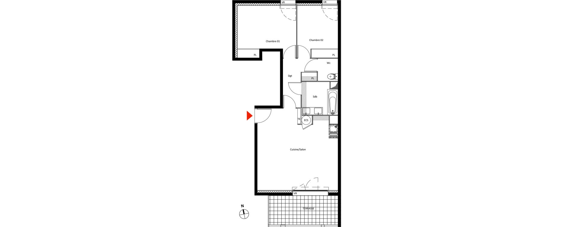 Appartement T3 de 62,56 m2 &agrave; Roquevaire Centre