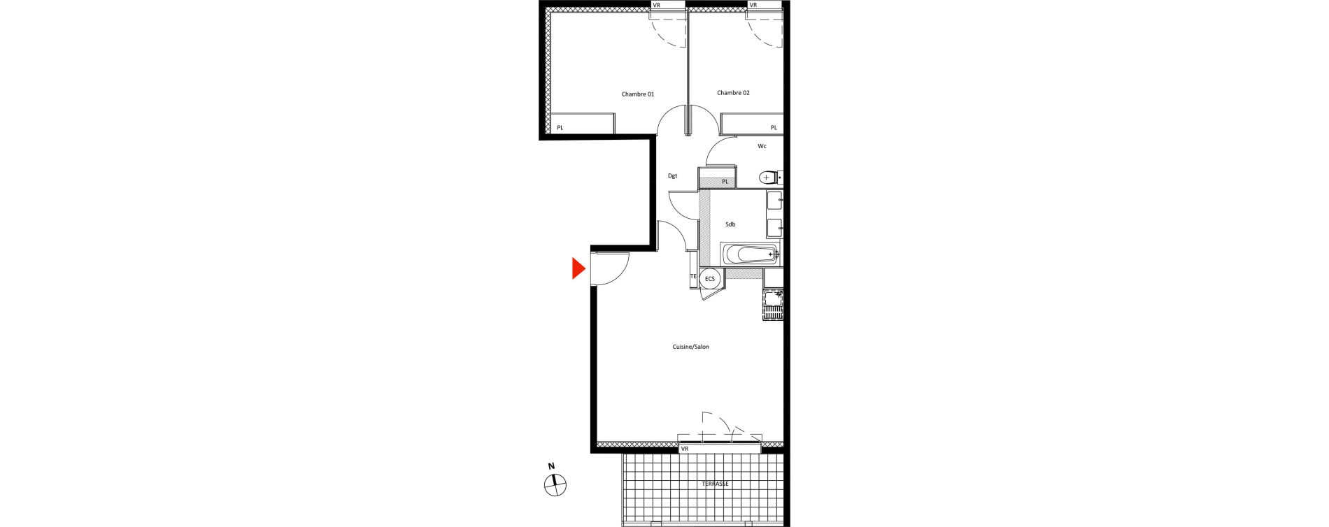 Appartement T3 de 63,48 m2 &agrave; Roquevaire Centre