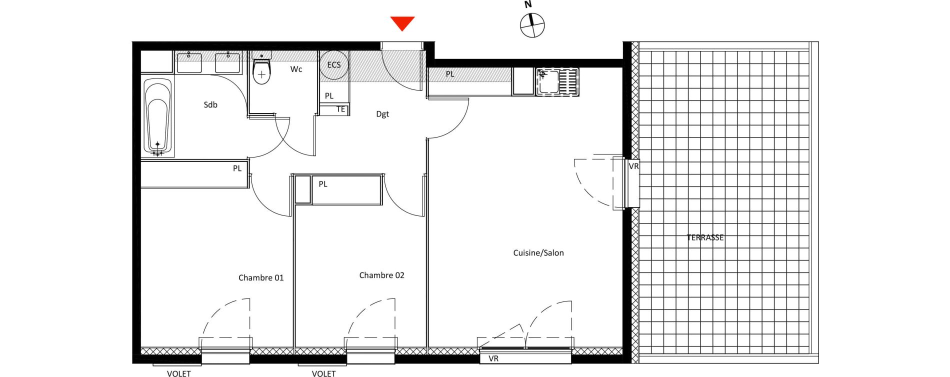 Appartement T3 de 57,55 m2 &agrave; Roquevaire Centre