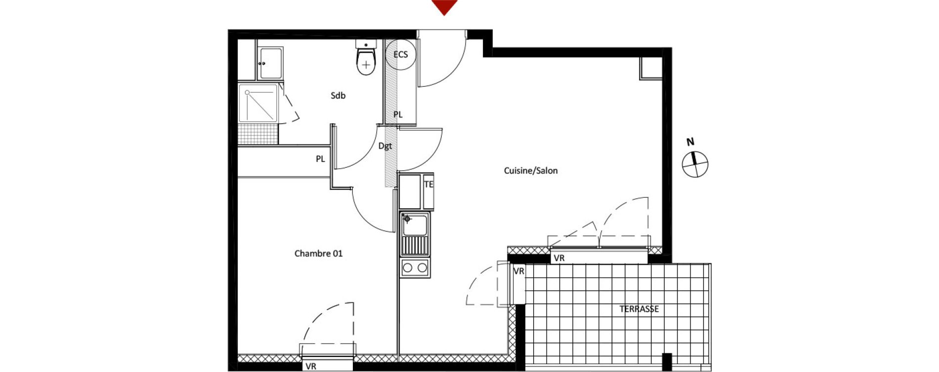 Appartement T2 de 41,43 m2 &agrave; Roquevaire Centre