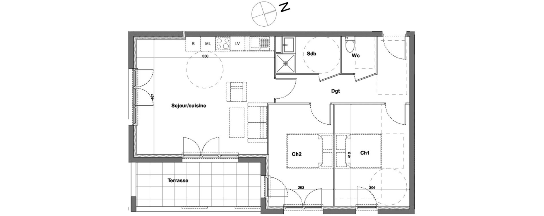 Appartement T3 de 63,51 m2 &agrave; Roquevaire Saint roch
