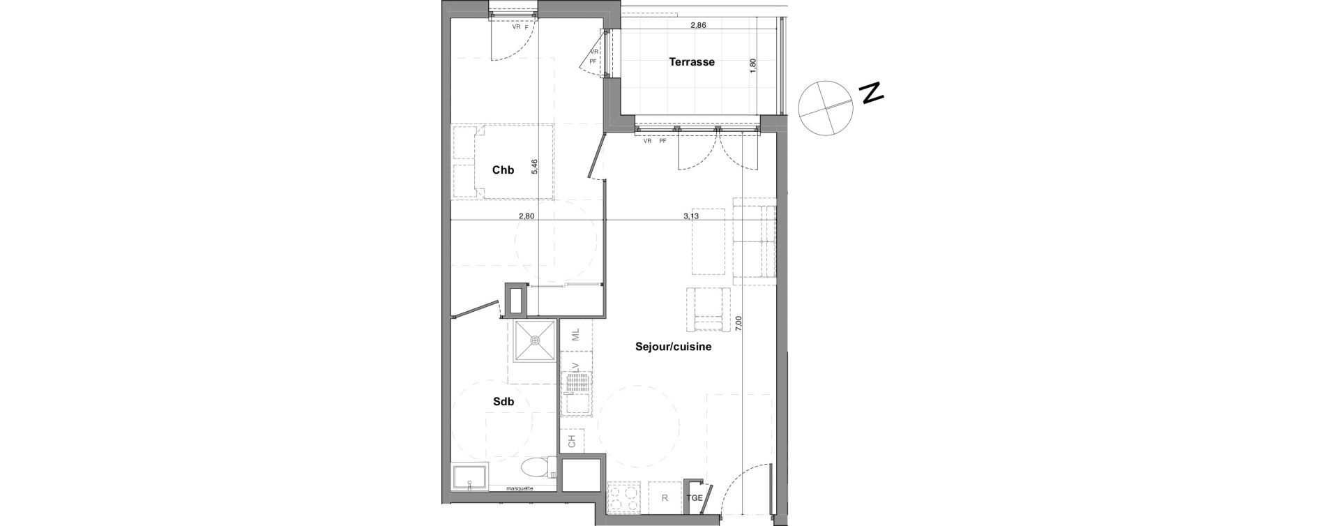 Appartement T2 de 44,76 m2 &agrave; Roquevaire Saint roch