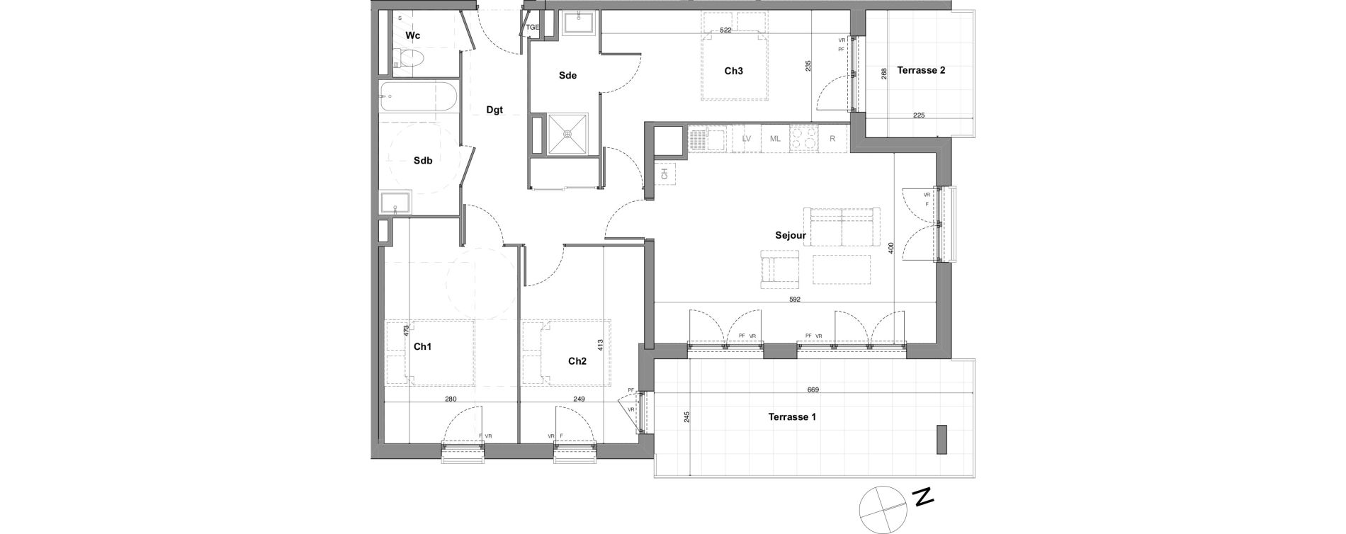 Appartement T4 de 83,02 m2 &agrave; Roquevaire Saint roch