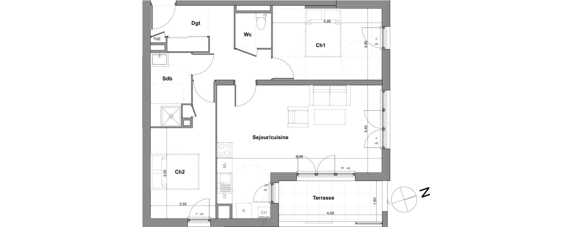 Appartement T3 de 63,71 m2 &agrave; Roquevaire Saint roch