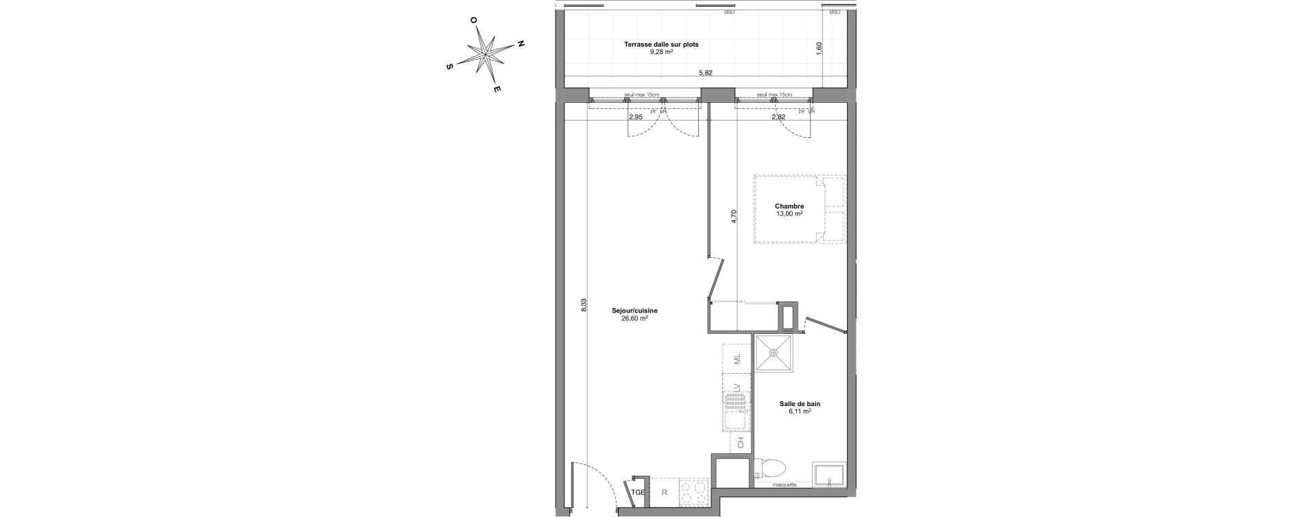Appartement T2 de 45,71 m2 &agrave; Roquevaire Saint roch