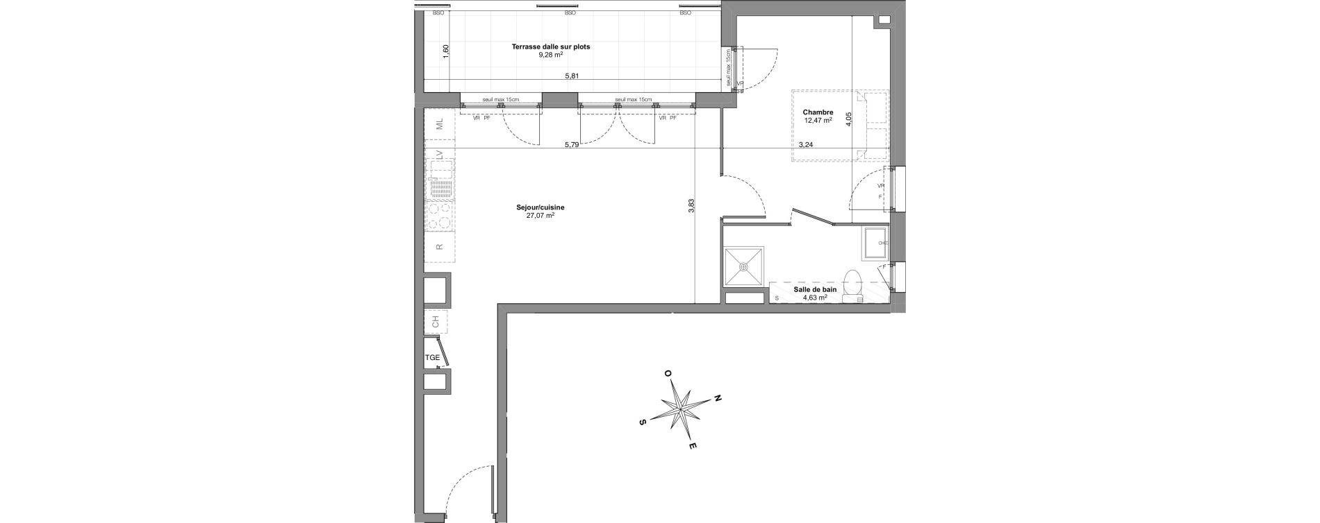 Appartement T2 de 44,17 m2 &agrave; Roquevaire Saint roch