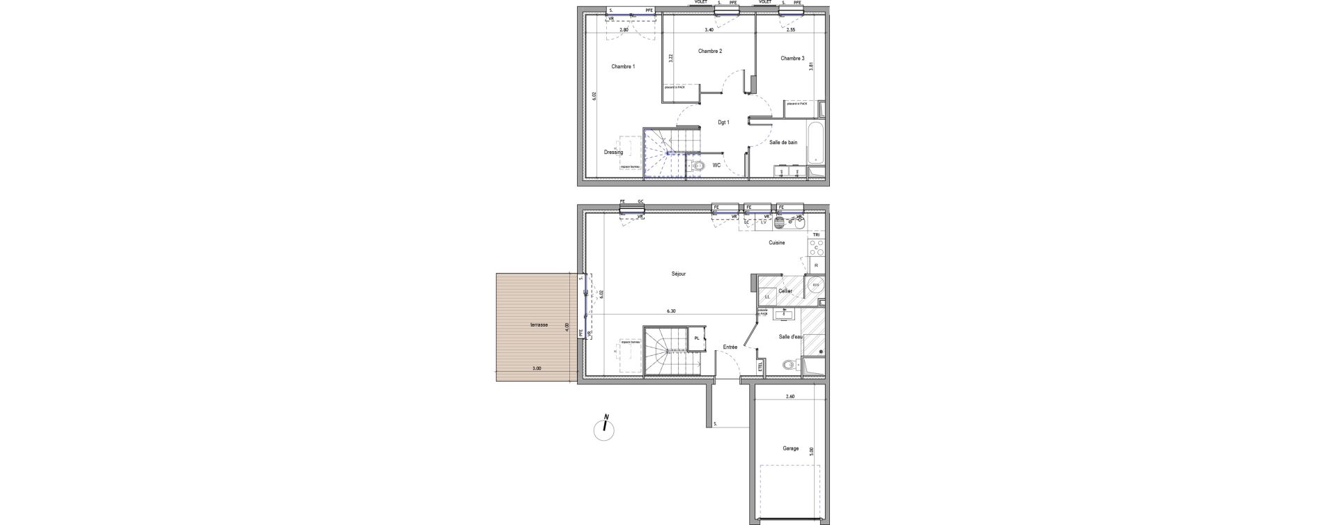 Maison T4 de 96,35 m2 &agrave; Rousset Centre