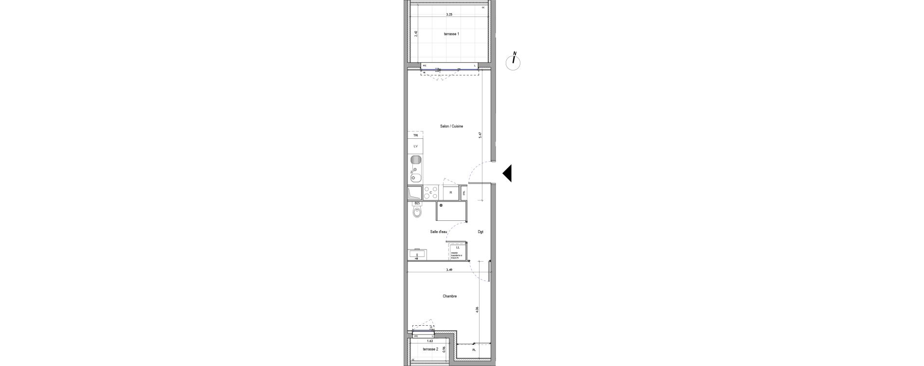 Appartement T2 de 38,75 m2 &agrave; Rousset Centre