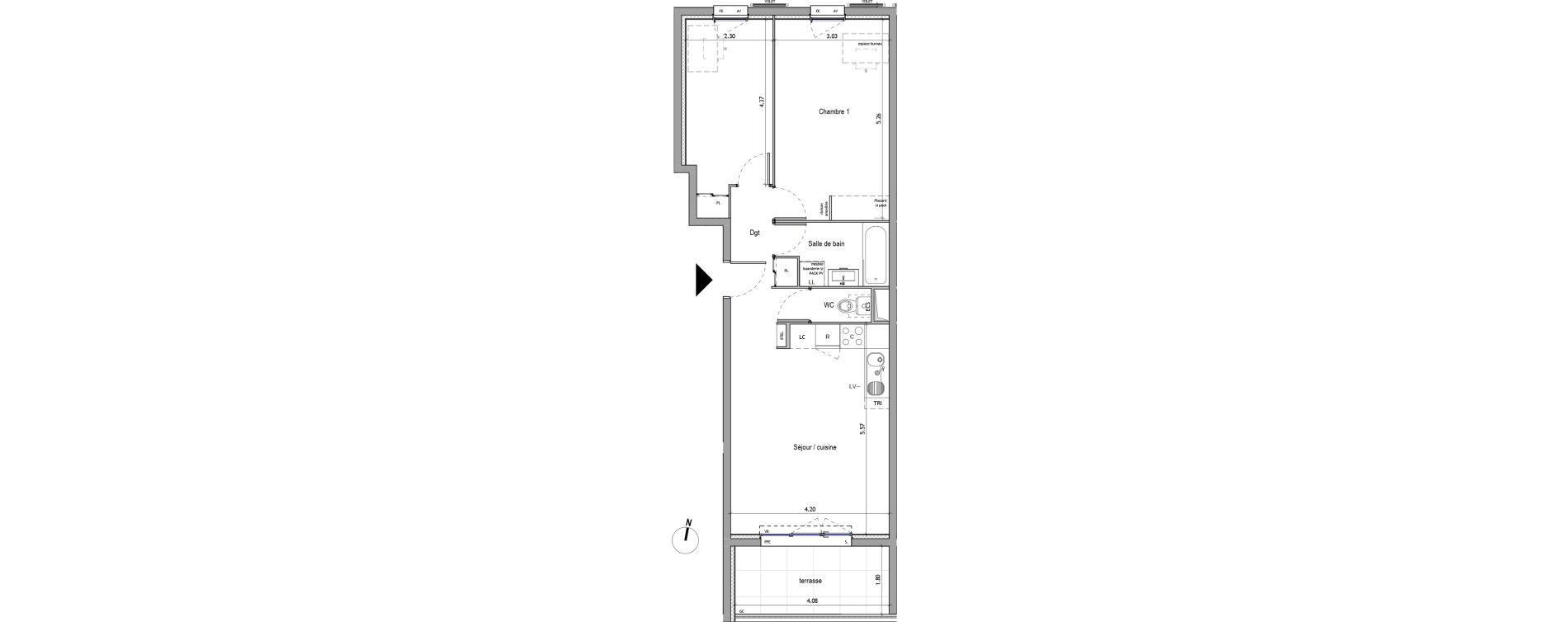 Appartement T3 de 61,38 m2 &agrave; Rousset Centre