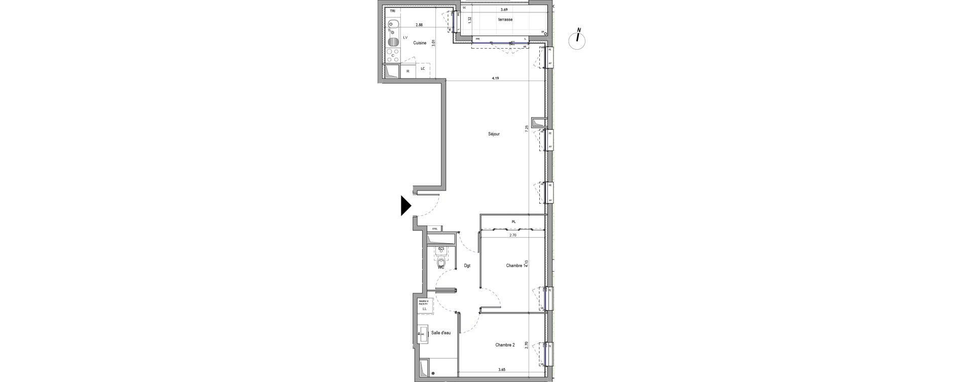 Appartement T3 de 73,02 m2 &agrave; Rousset Centre