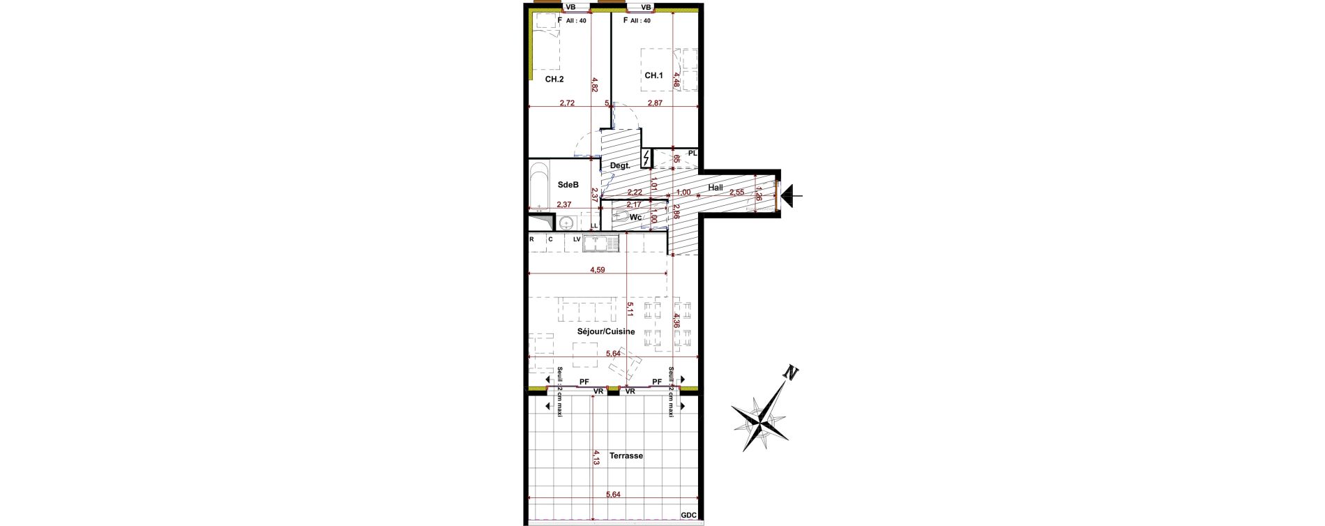 Appartement T3 de 70,65 m2 &agrave; Rousset Centre