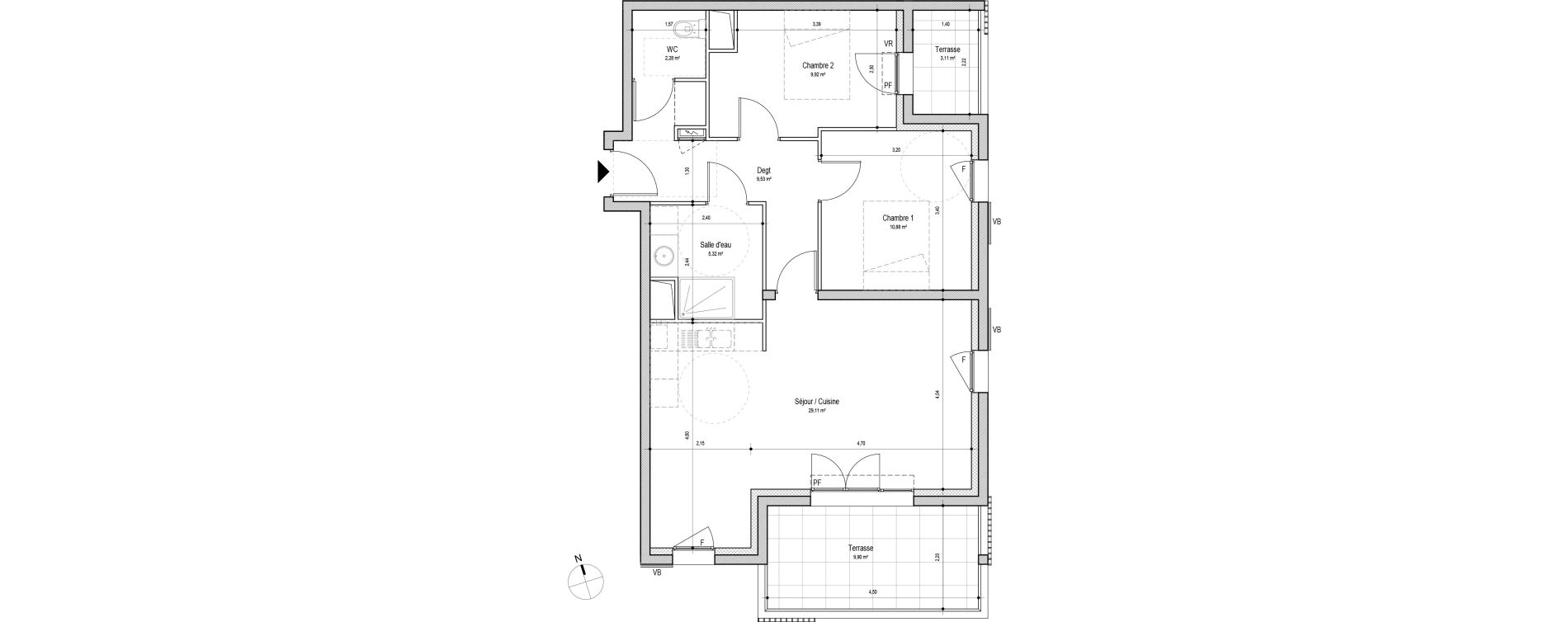 Appartement T3 de 67,04 m2 &agrave; Saint-Cannat Centre