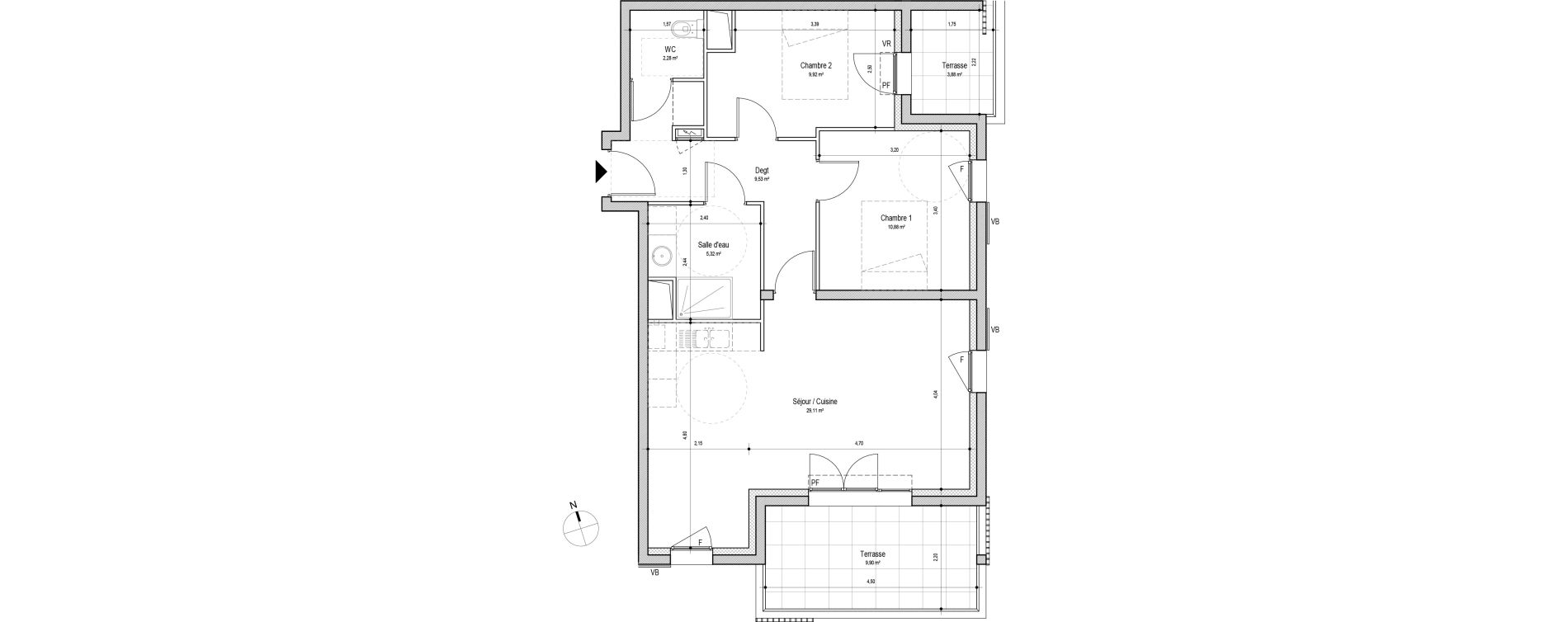 Appartement T3 de 67,04 m2 &agrave; Saint-Cannat Centre