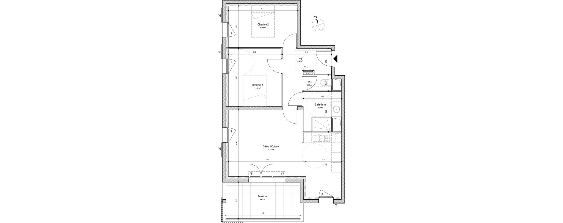 Appartement T3 de 62,26 m2 &agrave; Saint-Cannat Centre