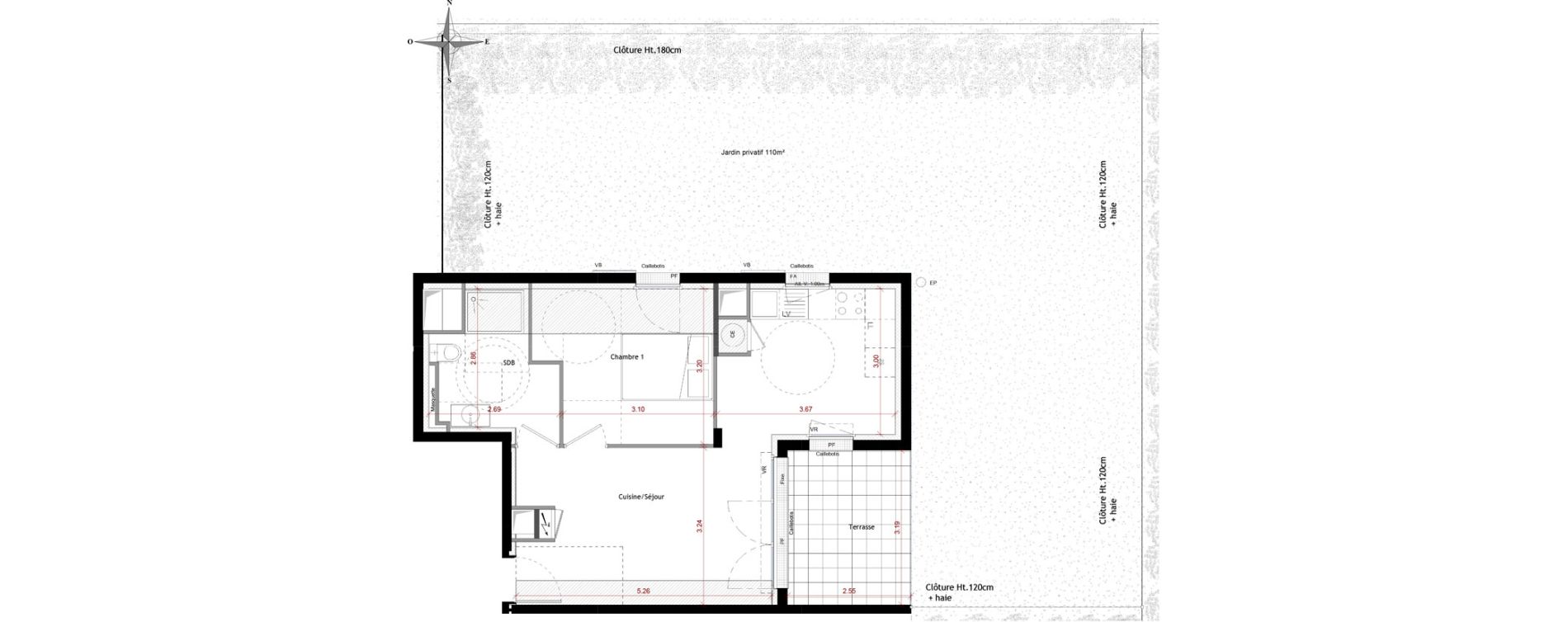 Appartement T2 de 44,44 m2 &agrave; Saint-Cannat Centre