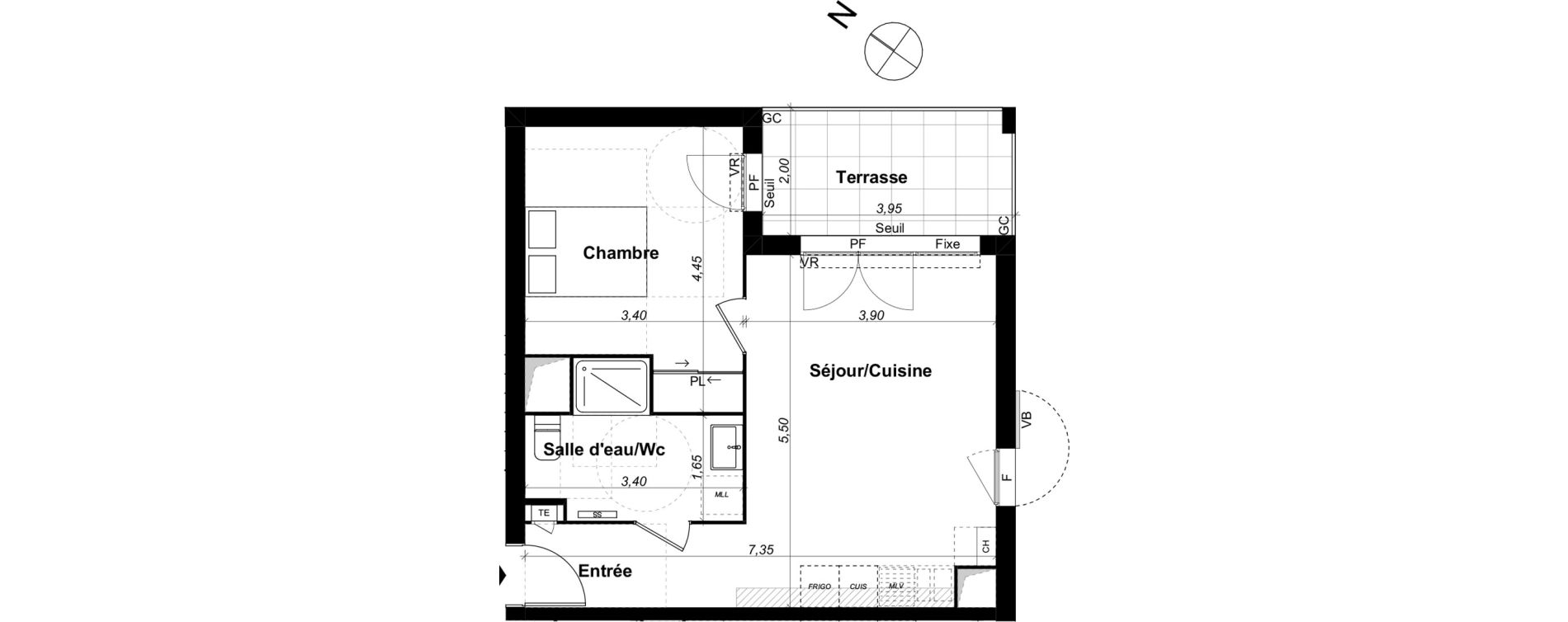 Appartement T2 de 45,37 m2 &agrave; Saint-&Eacute;tienne-Du-Gr&egrave;s Centre