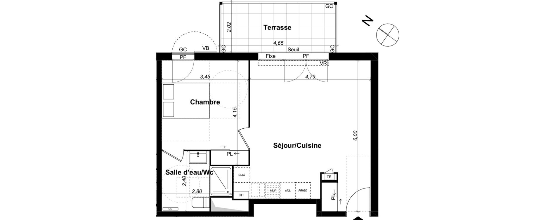 Appartement T2 de 46,68 m2 &agrave; Saint-&Eacute;tienne-Du-Gr&egrave;s Centre