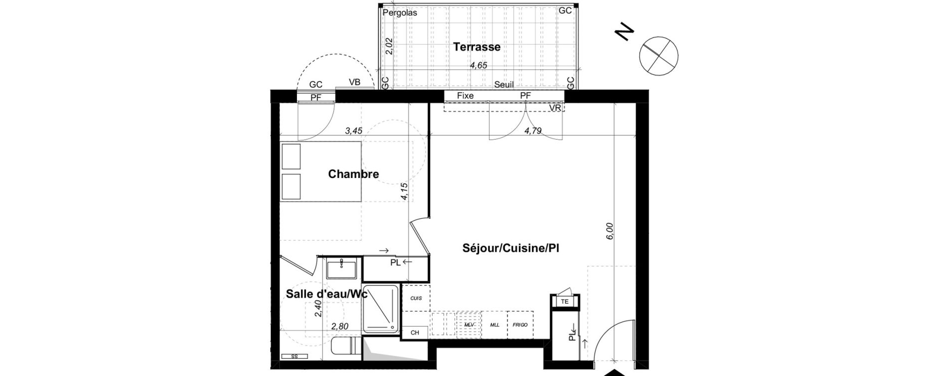 Appartement T2 de 46,64 m2 &agrave; Saint-&Eacute;tienne-Du-Gr&egrave;s Centre