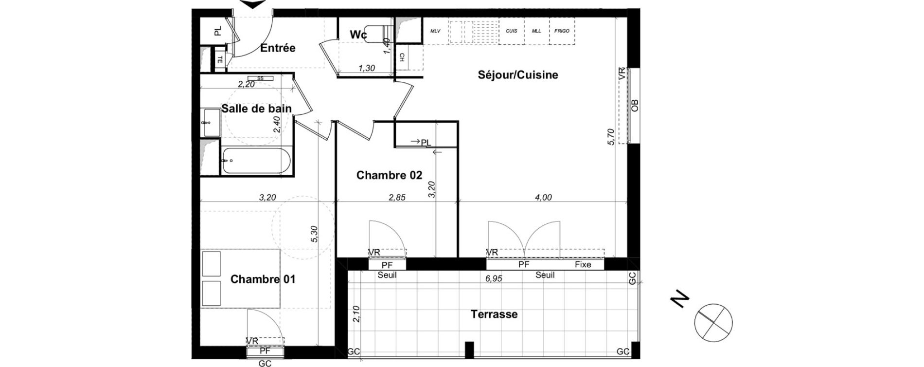 Appartement T3 de 62,15 m2 &agrave; Saint-&Eacute;tienne-Du-Gr&egrave;s Centre
