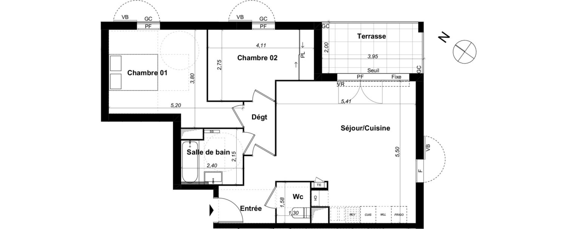 Appartement T3 de 65,16 m2 &agrave; Saint-&Eacute;tienne-Du-Gr&egrave;s Centre
