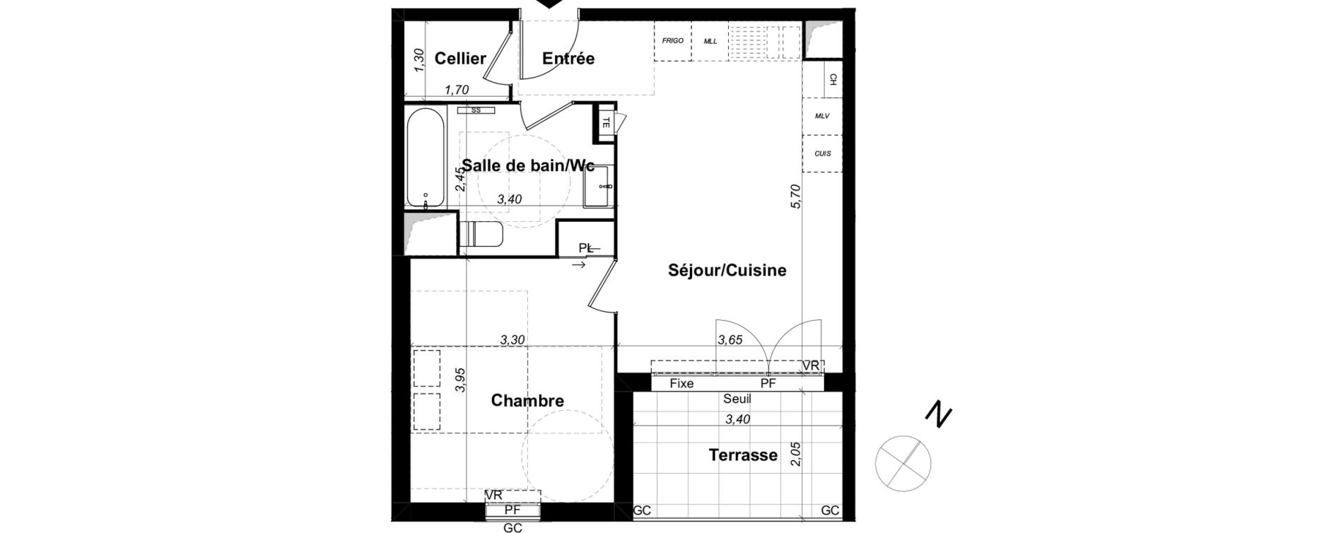 Appartement T2 de 45,28 m2 &agrave; Saint-&Eacute;tienne-Du-Gr&egrave;s Centre