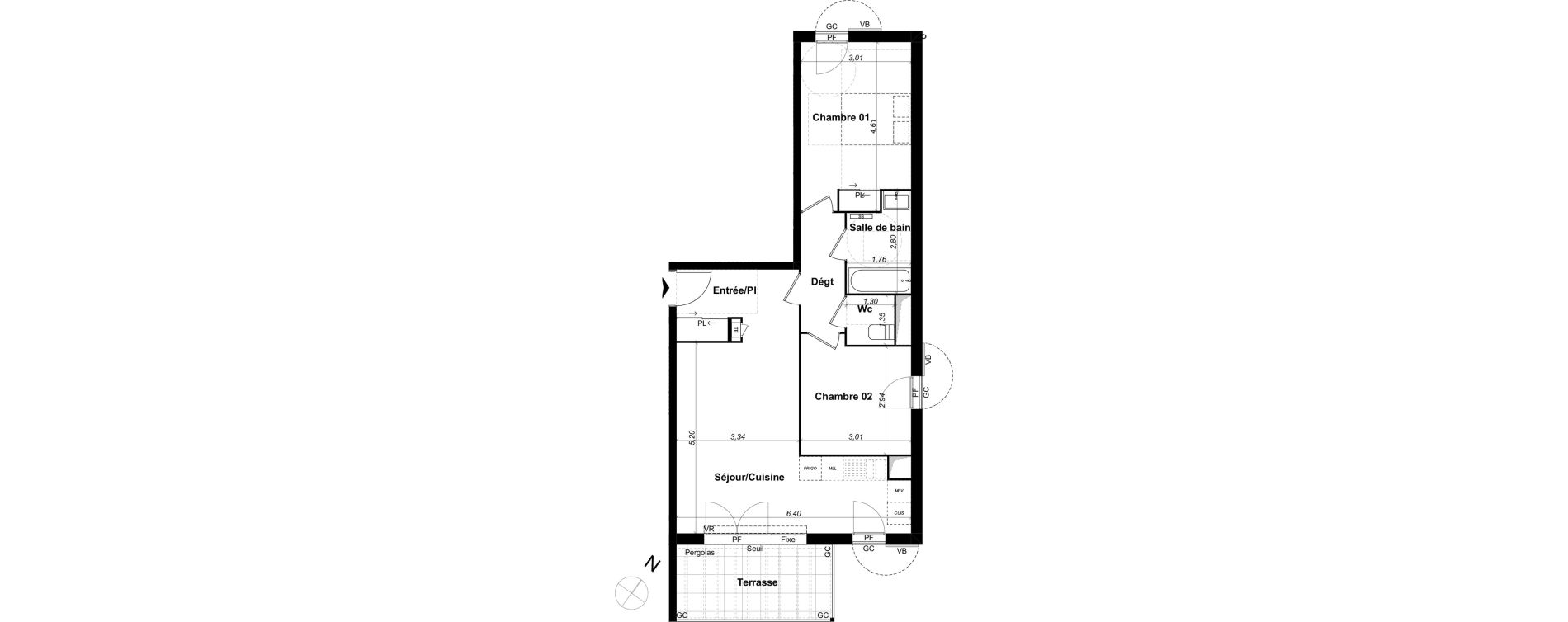Appartement T3 de 62,32 m2 &agrave; Saint-&Eacute;tienne-Du-Gr&egrave;s Centre