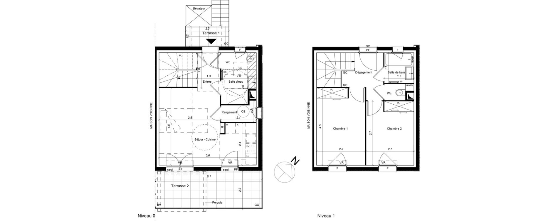 Maison T3 de 64,60 m2 &agrave; Saint-&Eacute;tienne-Du-Gr&egrave;s Centre