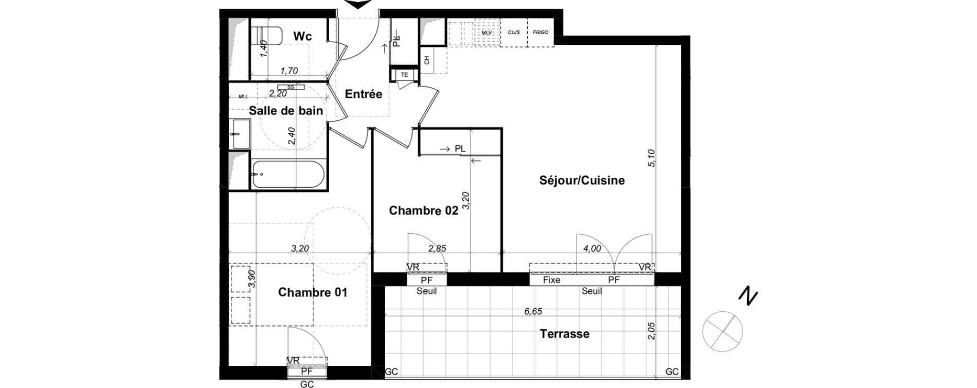Appartement T3 de 60,01 m2 &agrave; Saint-&Eacute;tienne-Du-Gr&egrave;s Centre