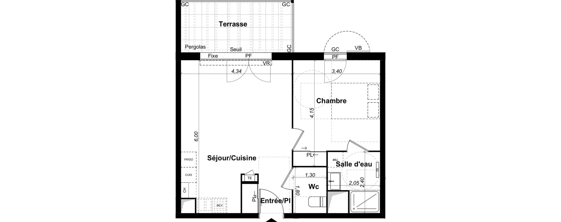 Appartement T2 de 44,70 m2 &agrave; Saint-&Eacute;tienne-Du-Gr&egrave;s Centre