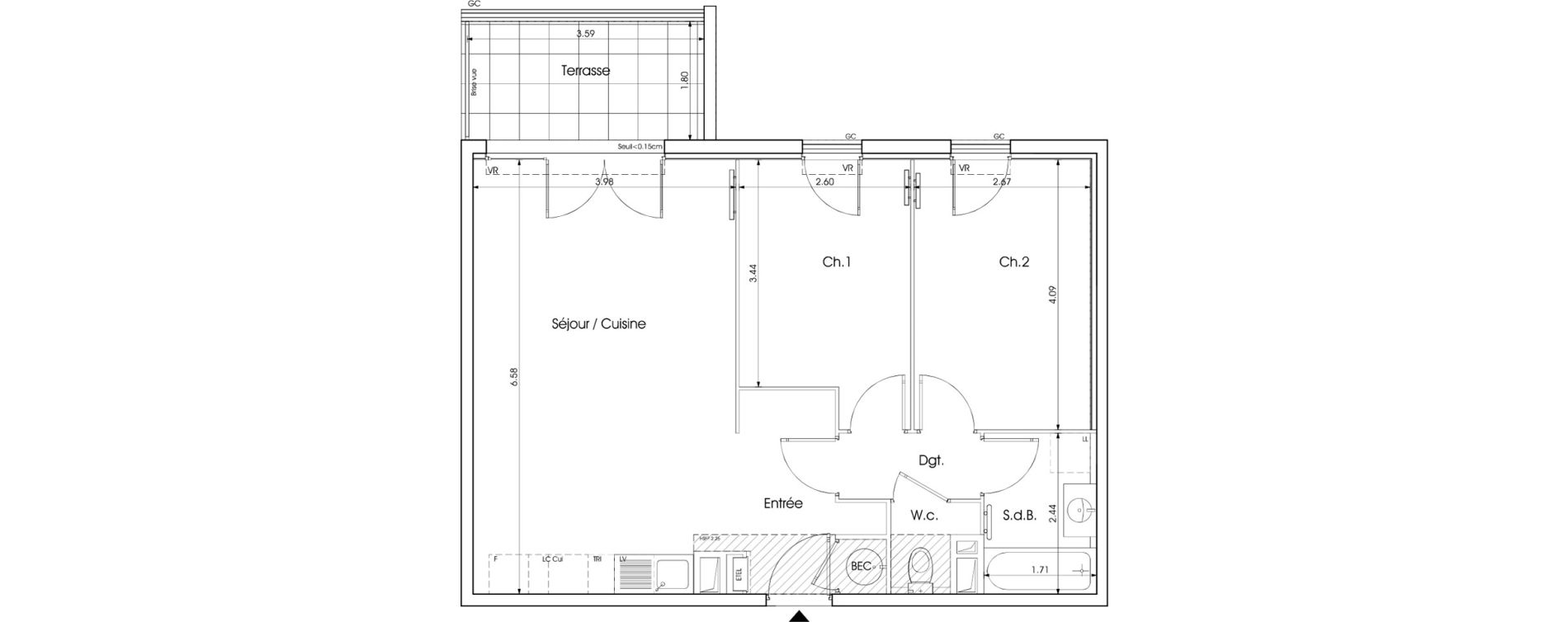 Appartement T3 de 59,63 m2 &agrave; Saint-Martin-De-Crau Centre