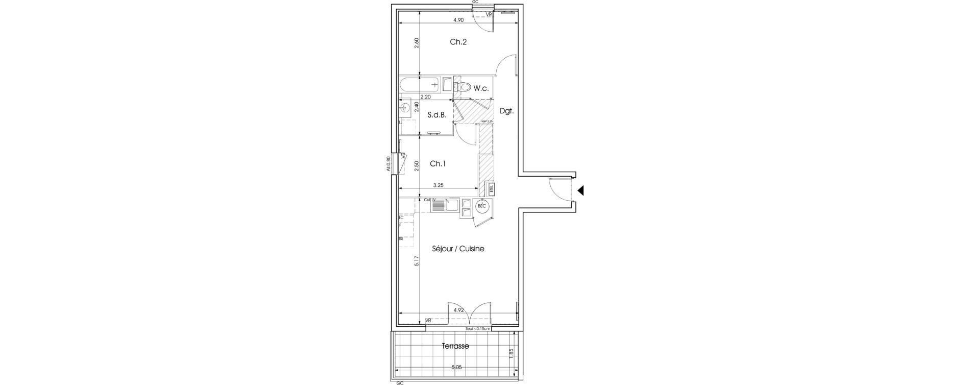 Appartement T3 de 63,39 m2 &agrave; Saint-Martin-De-Crau Centre