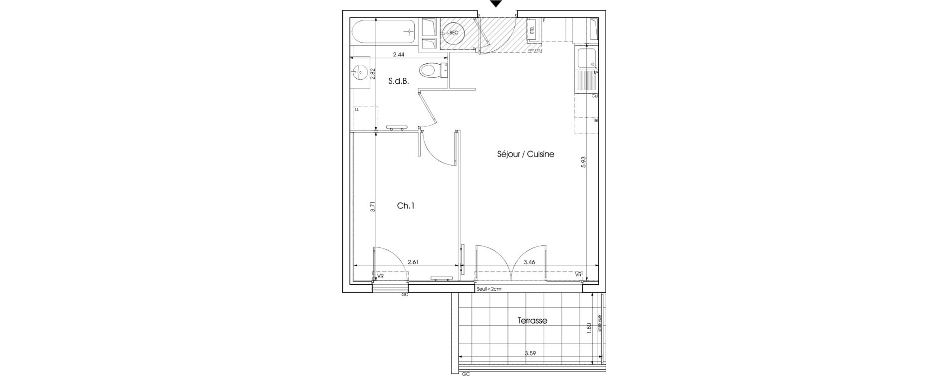 Appartement T2 de 39,01 m2 &agrave; Saint-Martin-De-Crau Centre