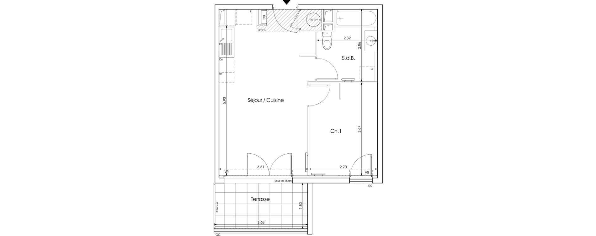 Appartement T2 de 39,71 m2 &agrave; Saint-Martin-De-Crau Centre