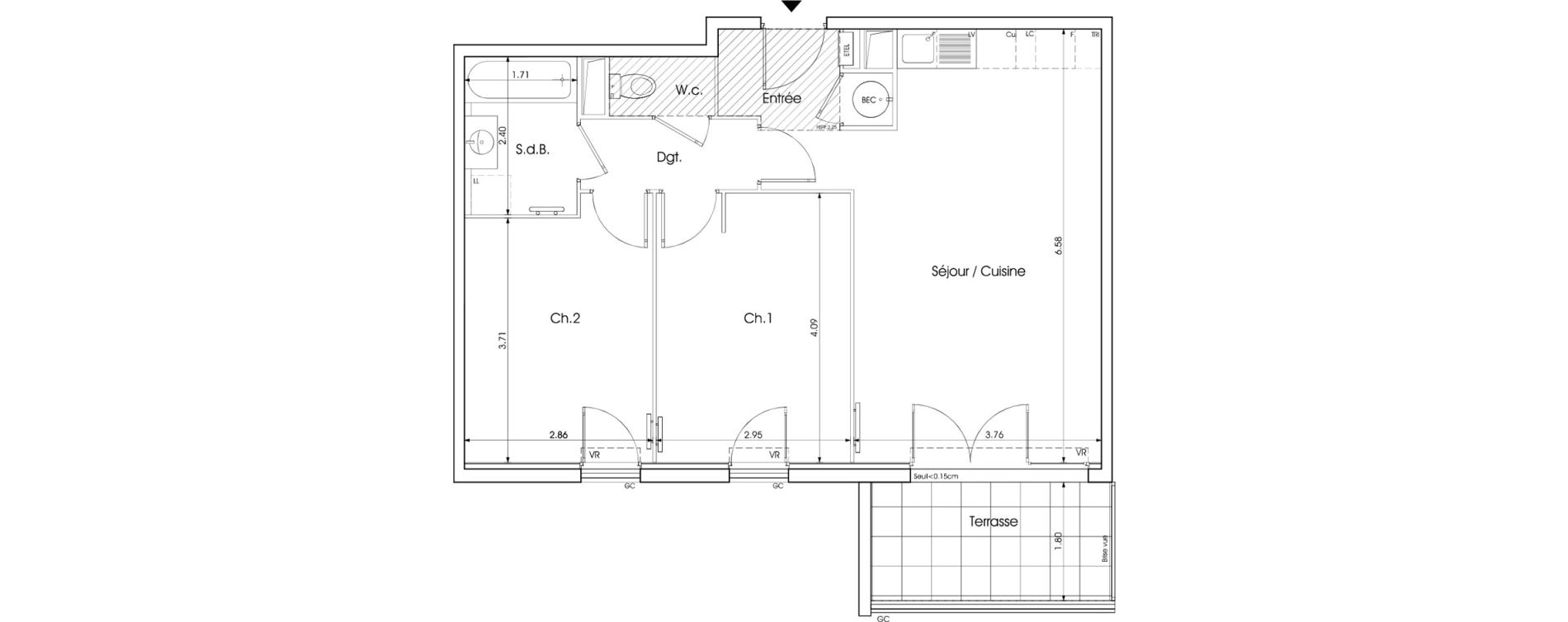 Appartement T3 de 59,77 m2 &agrave; Saint-Martin-De-Crau Centre