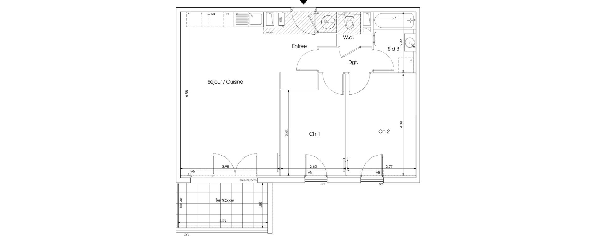 Appartement T3 de 60,04 m2 &agrave; Saint-Martin-De-Crau Centre