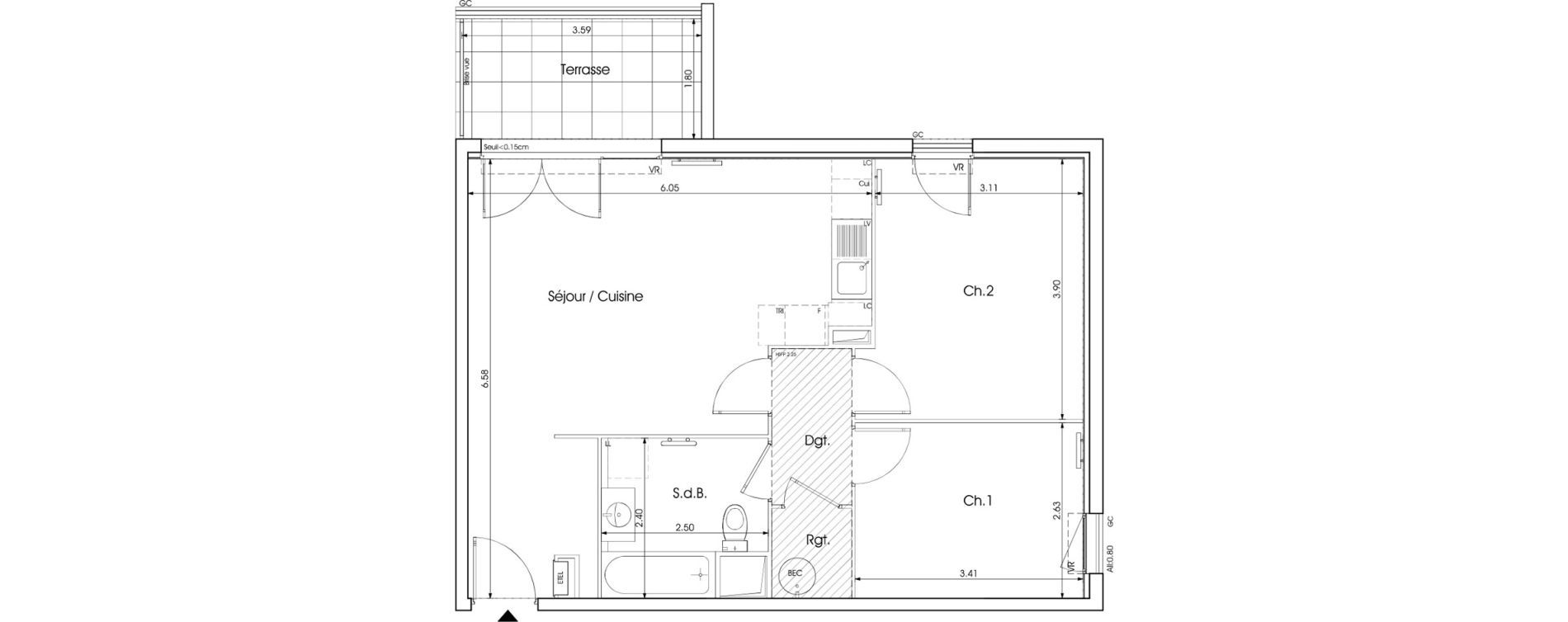 Appartement T3 de 58,53 m2 &agrave; Saint-Martin-De-Crau Centre