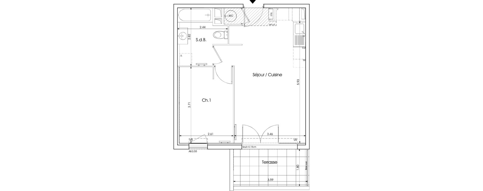 Appartement T2 de 39,01 m2 &agrave; Saint-Martin-De-Crau Centre