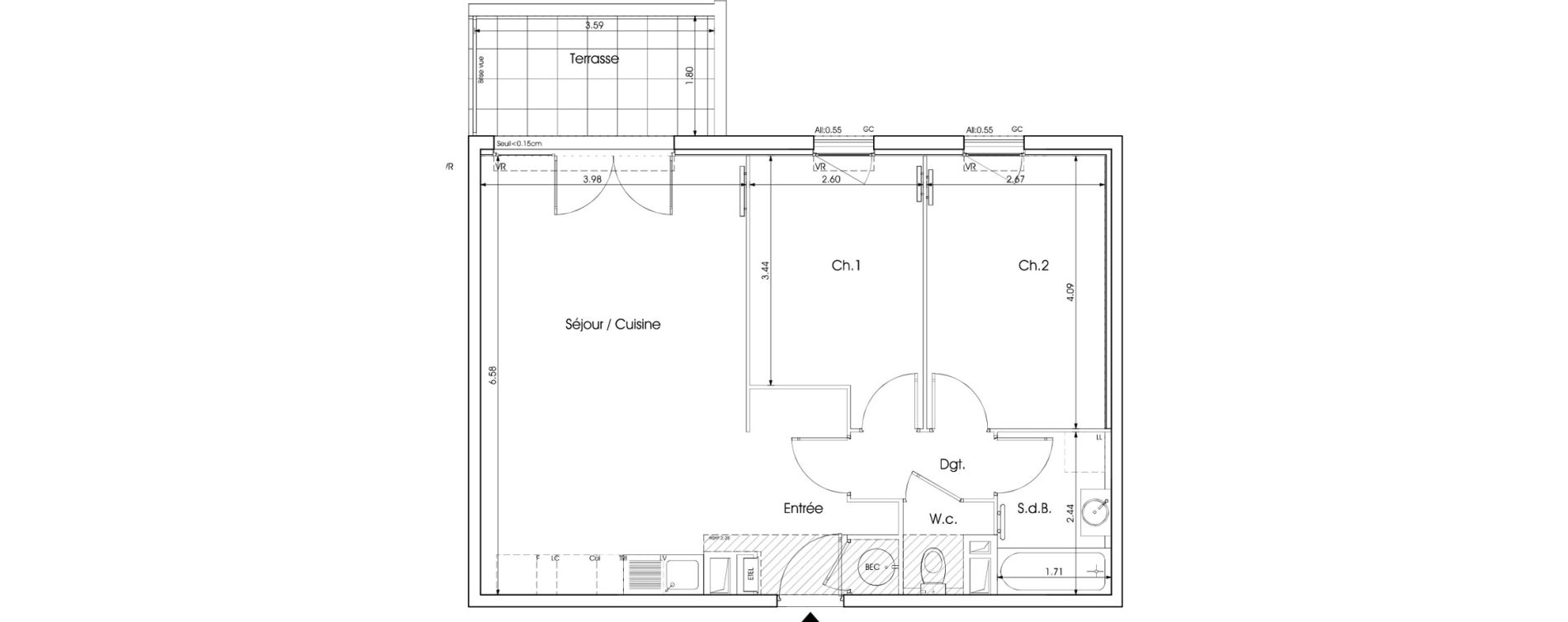 Appartement T3 de 59,63 m2 &agrave; Saint-Martin-De-Crau Centre