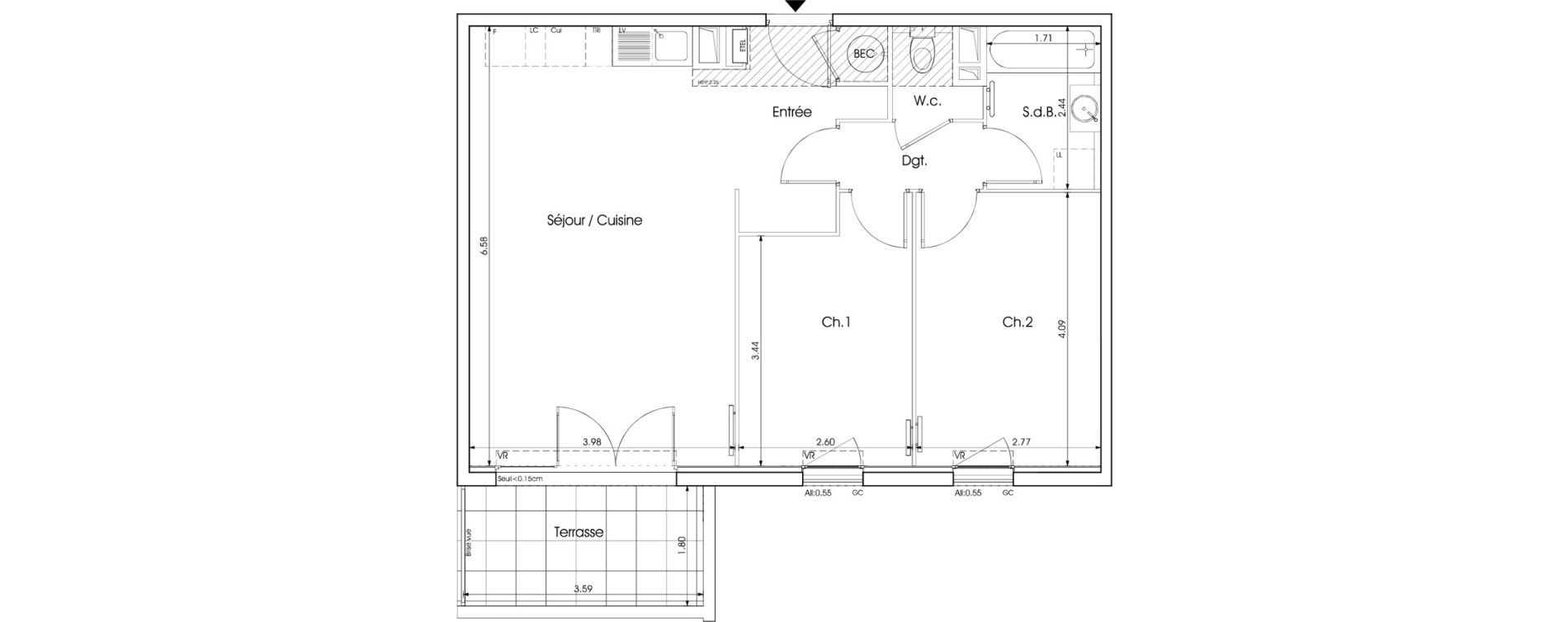 Appartement T3 de 60,04 m2 &agrave; Saint-Martin-De-Crau Centre