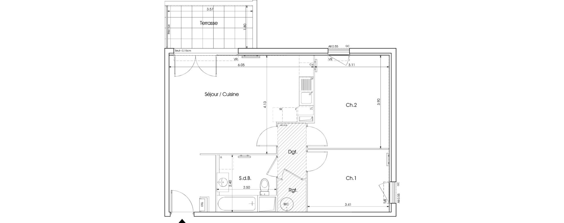 Appartement T3 de 58,53 m2 &agrave; Saint-Martin-De-Crau Centre