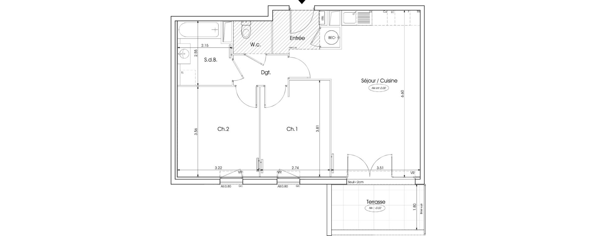 Appartement T3 de 58,61 m2 &agrave; Saint-Martin-De-Crau Centre