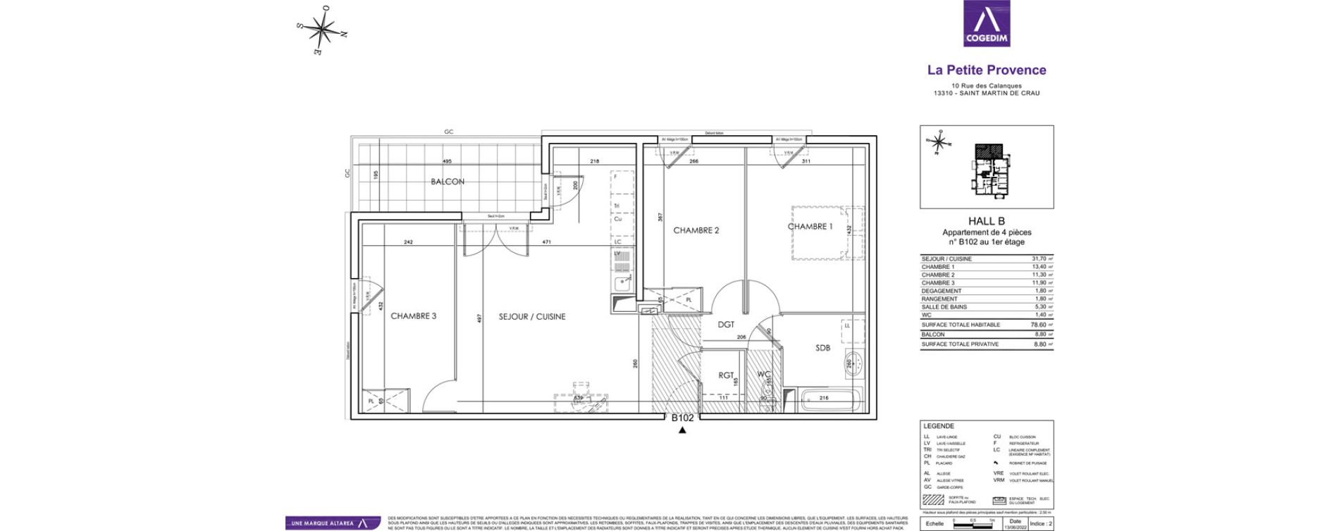 Appartement T4 de 78,60 m2 &agrave; Saint-Martin-De-Crau Centre