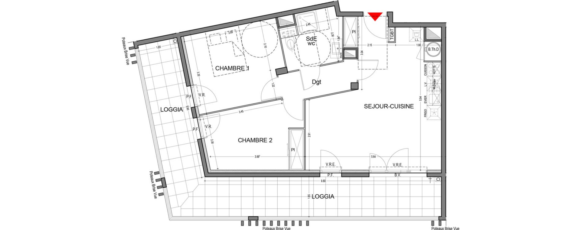 Appartement T3 de 60,56 m2 &agrave; Saint-R&eacute;my-De-Provence Centre