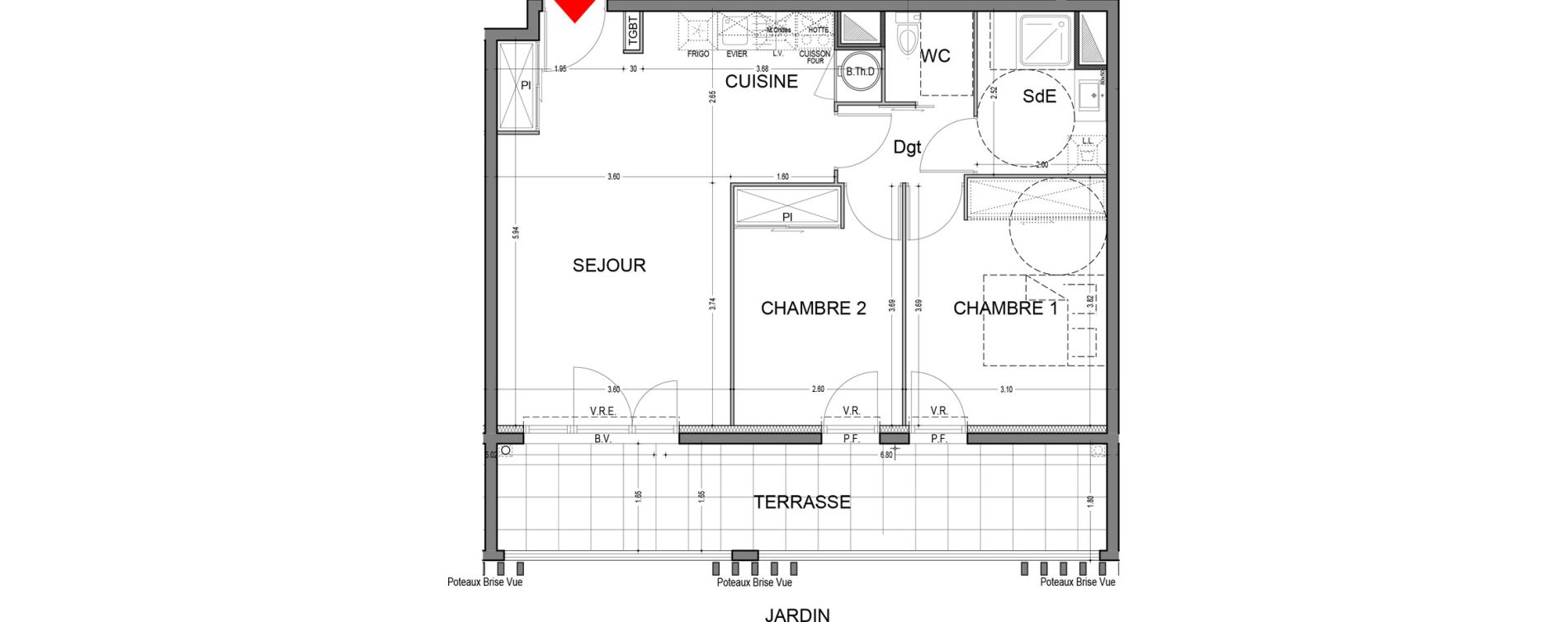 Appartement T3 de 57,48 m2 &agrave; Saint-R&eacute;my-De-Provence Centre
